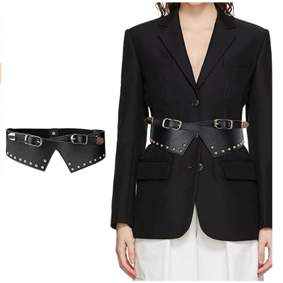 Women Black Wide Elastic Waist Belt Lady Fashion